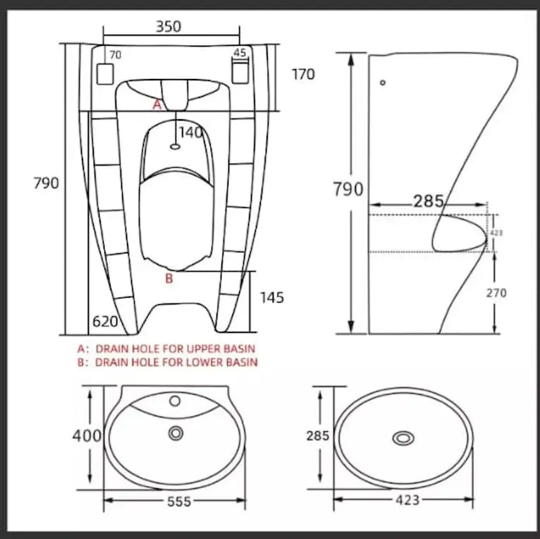 Round Wudu Sink with foot wash basin-WD039