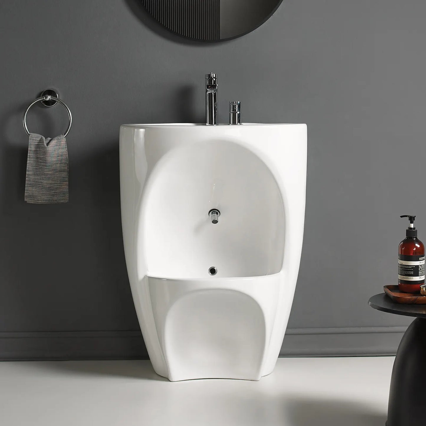Round Wudu Sink with foot wash basin-WD039