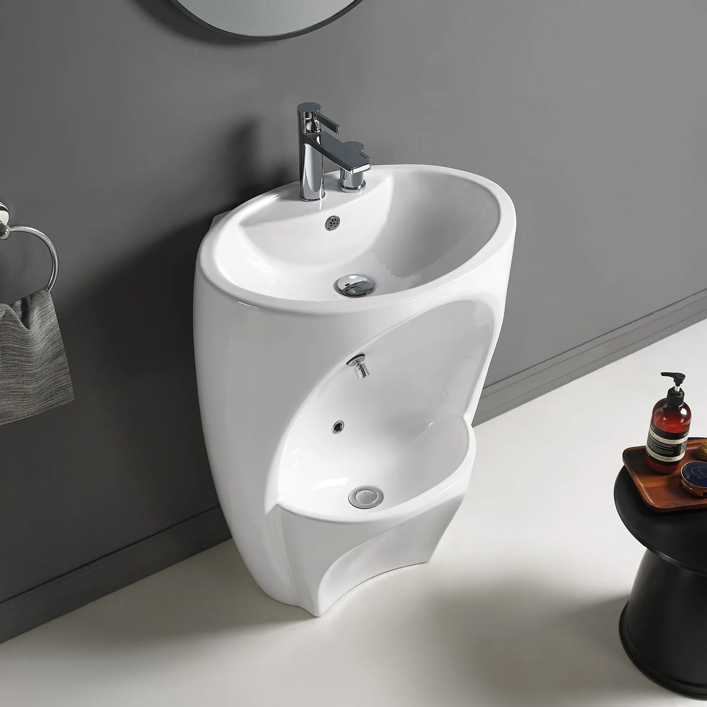 Round Wudu Sink with foot wash basin-WD039