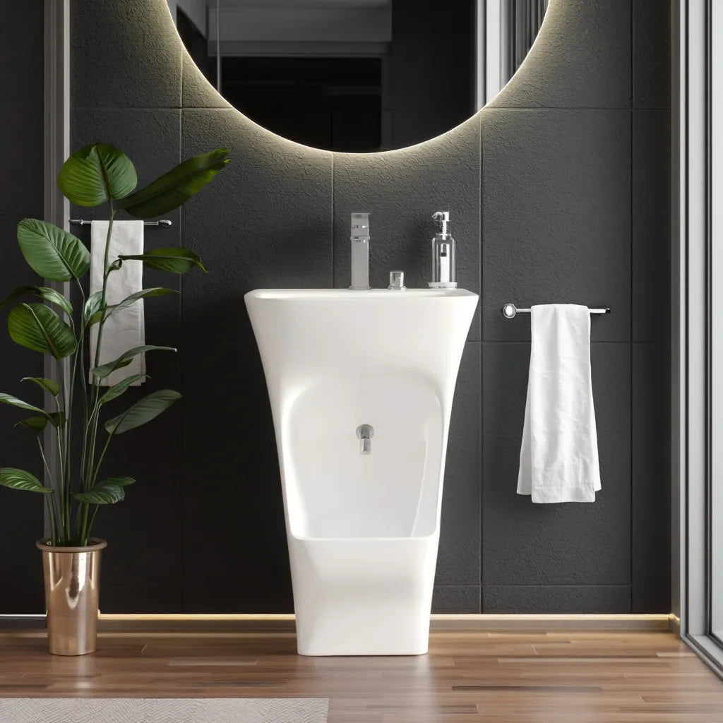 Dual level wudu wash basin with foot sink