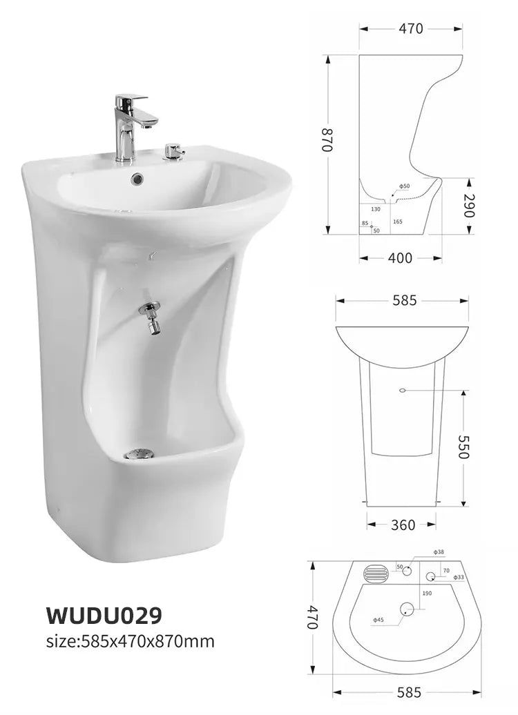 Round Dual-Level Wudu Ablution Unit with Foot Wash Station – WD029