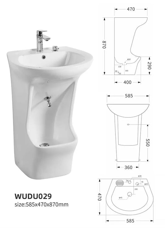 Round Dual-Level Wudu Ablution Unit with Foot Wash Station – WD029
