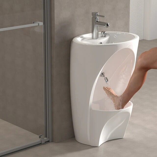 Dual level wudu wash basin with foot sink